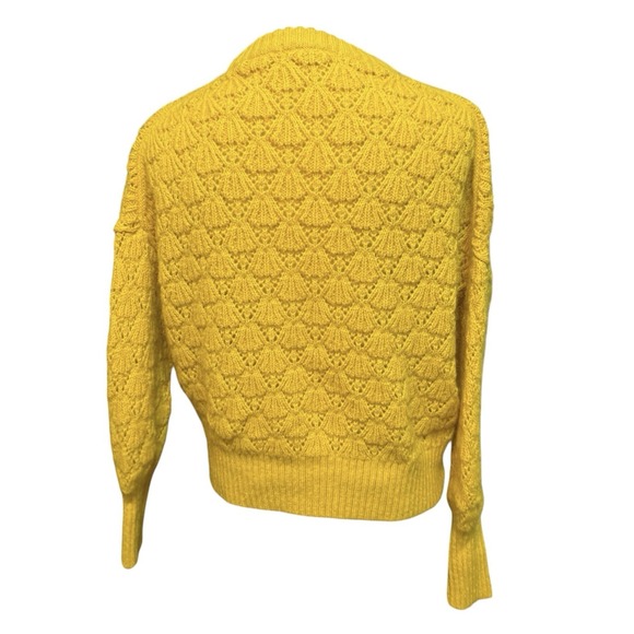 Boden Chunky Pointelle Crew Neck Soft Sweater Yellow Size Small - Picture 4 of 6